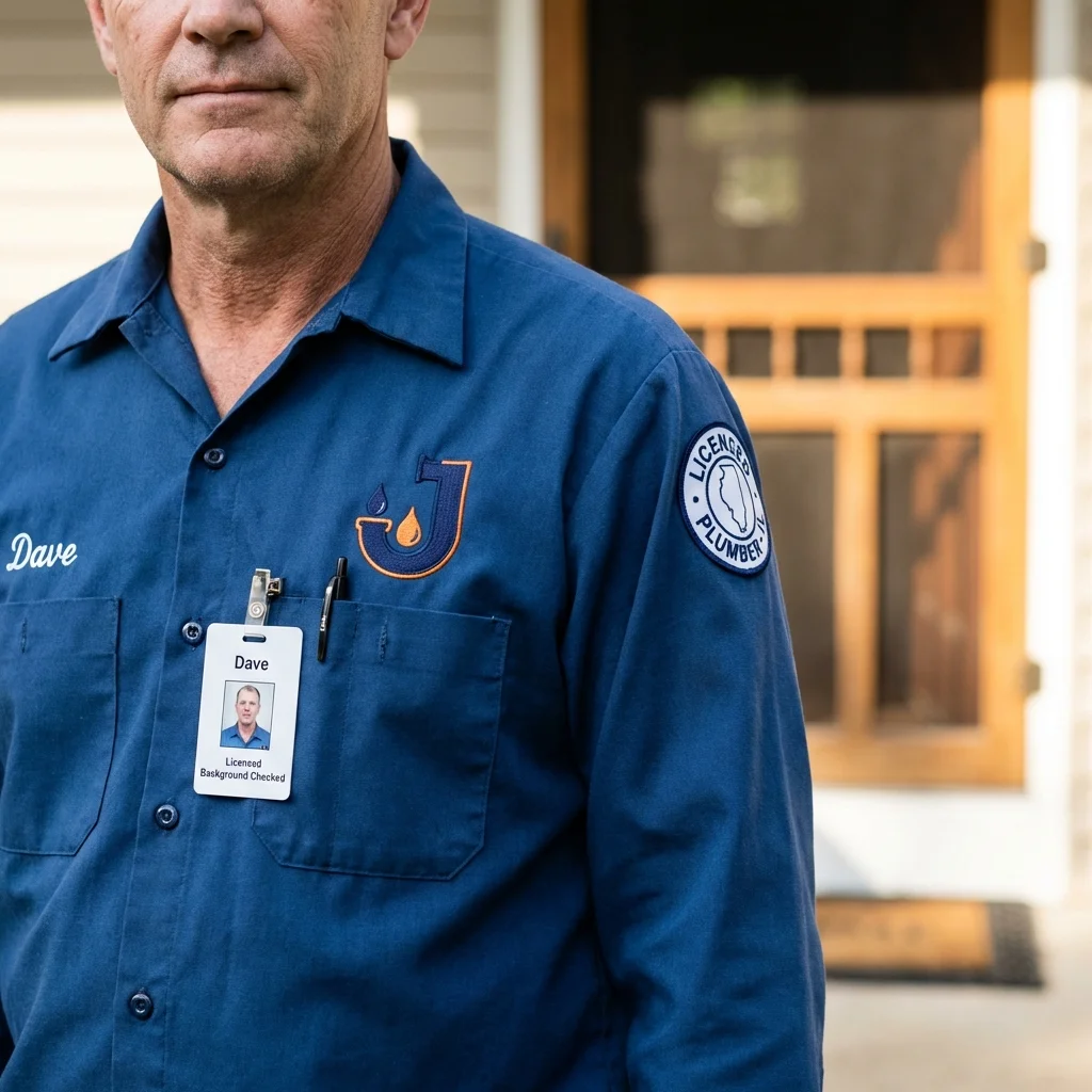 Licensed plumber showing ID badge in Curwensville, PA
