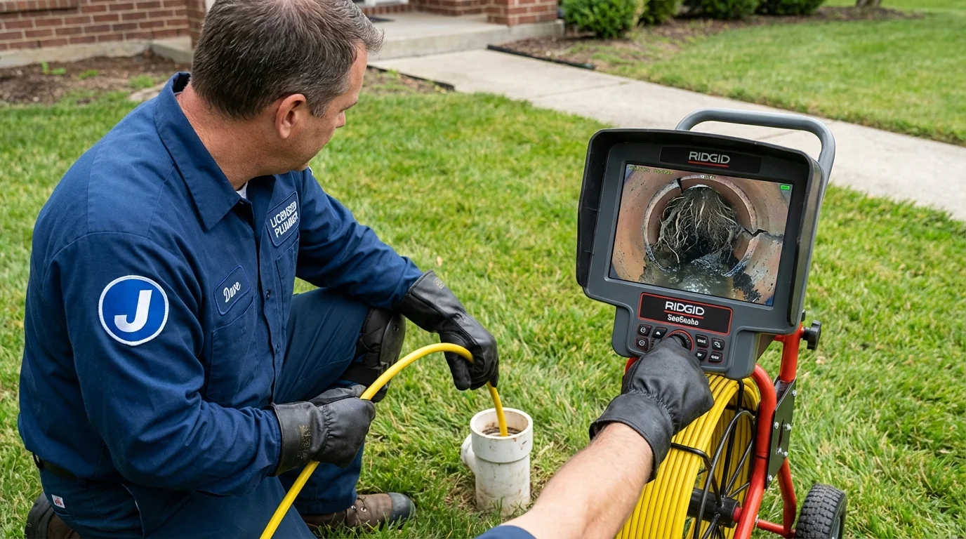 Sewer camera inspection being performed by Johns Plumbing LLC in Curwensville